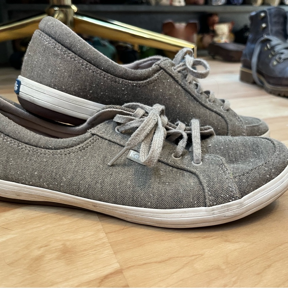 Keds Taupe Canvas Lace-Up Sneakers